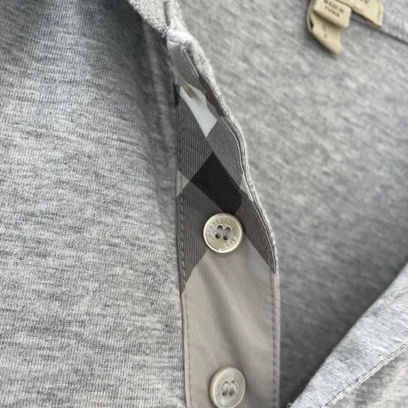 BURBERRY BRIT {S} Polo Shirt Heather Grey Nova Check - Picture 3 of 6